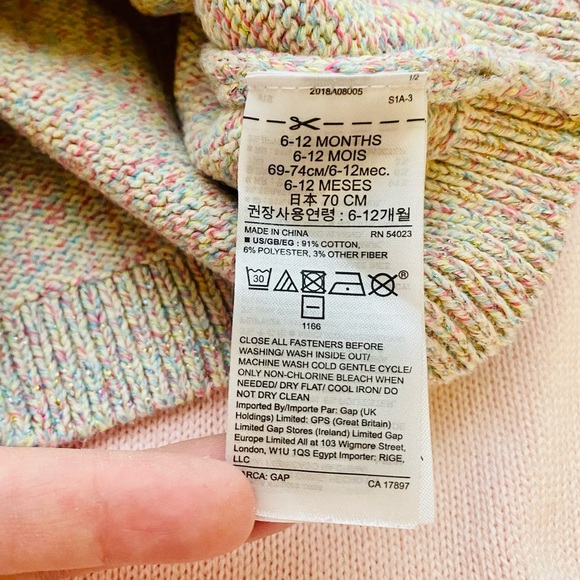 EUC Baby Gap Rainbow Metallic Button Up Knit Cardigan Sweater - Picture 13 of 14